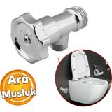 Badem10 Çevirmeli Taharet Musluğu Metal Rezervuar Ara Musluk Wc Klozet Alafranga Flex Hortum Bağlantı