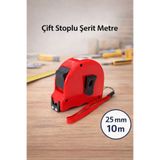 Badem10 Çift Stoplu 10 Metre Şerit Metre 25 mm Genişlik Dayanıklı Gövde Hassas Ölçüm Profesyonel