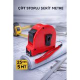 Badem10 Çift Stoplu Şerit Metre 5 Metre 25 mm Profesyonel Ölçüm Aleti Dayanıklı Kilit Sistemli Tasarım