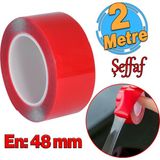 Badem10 Çift Taraflı Silikon Bant Montaj Bandı Şeffaf 48 mm x 2 m Güçlü Yapıştırıcı 1 Adet Çok Amaçlı