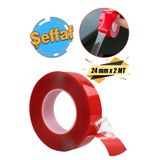 Badem10 Çift Taraflı Silikon Bant Şeffaf 24 mm x 2 Metre Montaj Bandı Güçlü Çok Amaçlı Yapıştırıcı 1 Adet