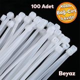 Badem10 Cırt Kelepçe Plastik Beyaz Renk Kablo Zip Bağı Çok Amaçlı Bağlama 3.6X150 mm 100'lü Paket