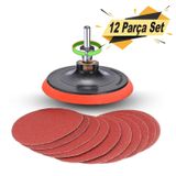 Badem10 Cırt Zımpara Seti + Matkap Aparatı + 115 mm Taban (12 PARÇA SET)