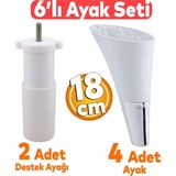 Badem10 Clara 6'lı Set Mobilya Koltuk Kanepe Baza Çekyat Yatak Tv Ünite Destek Ayağı Beyaz 18 Cm Ayakları