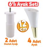 Badem10 Clara 6'lı Set Mobilya Koltuk Kanepe Baza Yatak TV Ünite Destek Ayağı 12 cm Ayak Krem Gold