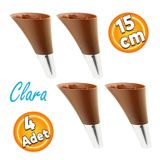 Badem10 Clara Kahverengi Krom Renk 15 cm Mobilya Kanepe Sehpa TV Ünitesi Baza Koltuk Ayağı