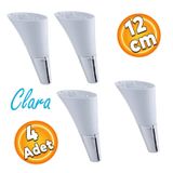 Badem10 Clara Mobilya Kanepe Sehpa TV Ünitesi Baza Koltuk Ayağı Beyaz Krom Renk 12 cm (4 Adet)