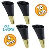 Badem10 Clara Mobilya Siyah Gold Renk 18 cm Kanepe Sehpa TV Ünitesi Baza Koltuk Ayağı