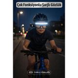 Badem10 Çok Fonksiyonlu LED Işıklı Lambalı Gözlük 4 Modlu USB Şarjlı Kamp Bisiklet Gece Çalışma Gözlüğü