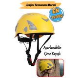 Badem10 Dağcı Tırmanma Bareti Sarı Renk Baş Koruyucu Kask CE En12492 Sertifikalı 51-62 cm Ayarlanabilir