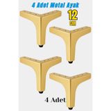 Badem10 Dekor 12 cm Gold 4 'lü Set Altın Metal Mobilya Ayağı Dayanıklı Modern Tasarım Koltuk Sehpa Ünite
