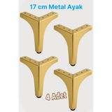 Badem10 Dekor 17 cm Gold Altın 4 Adet Set Metal Mobilya Ayağı Dayanıklı Ayak Tasarım Koltuk Sehpa Tv Ünitesi