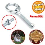 Badem10 Delikli Halkalı Metal Paslanmaz Civata M10 Somunlu Sabitleme Çekme Kaldırma Tavan Kancası Asma Kit