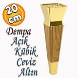 Badem10 Dempa Lüks Mobilya Kanepe Sehpa Tv Ünitesi Koltuk Ayağı Baza Ayakları Açık Kübik Ceviz Altın 20 Cm
