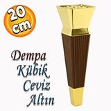 Badem10 Dempa Lüks Mobilya Kanepe Sehpa Tv Ünitesi Koltuk Ayağı Baza Ayakları Kübik Ceviz Altın 20 Cm
