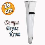 Badem10 Dempa Lüks Mobilya Oturma Grubu Kanepe Sehpa Tv Ünitesi Koltuk Ayağı Baza Ayakları Beyaz Krom 26 Cm