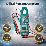 Badem10 Dijital Pensampermetre Pilli Ac Dc Akım Ölçer Multimetre Pens Tipi Ölçüm Cihazı Profesyonel Kullanım - Mavi
