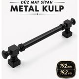 Badem10 Drogon Mat Siyah 192 mm 19.2 cm Düz Metal Modern Kulp Mobilya Dolap Çekmece Mutfak Kapak Kulpu Kulbu