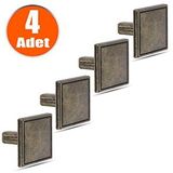 Badem10 Düğme Kare Metal Eskitme Antik (4 Adet) Mobilya Mutfak Çekmece Dolap Dolabı Kulpu Kulbu Kulpları