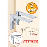 Badem10 Duvara Monteli Balkon Masası Sehpası Montajı Metal Katlanır Raf Altı Ayağı 18 x 10 cm (2 Adet)