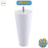 Badem10 Düz Plastik Ayak 14 cm Mobilya Yükseltici Sehpa Kanepe TV Ünitesi Koltuk Ayağı Baza Ayakları Beyaz