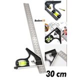 Badem10 Dw Ayarlanabilir Okul Cetvel Su Terazili Gönye 300 Mm 45-90° Marangoz Açı Ölçer