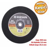Badem10 Egesan Metal Kesici Taş Disk Taşlama Spiral Demir Kesme Diski 350x3.5x25.4 mm