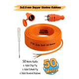 Badem10 Ekonomik TTR CCA Telli 3x2.5 mm Seyyar 50 Metre Uzatma Kablosu Kontrol Kalem Dişi Erkek Fiş
