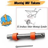 Badem10 El Arabası Teker Montaj Mili (1 Adet) Mil Takımı Rulmanlı Yük Bahçe Araba Tekerliği Mili Borusu - Gümüş