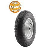 Badem10 El Arabası Yük Taşıma Tekeri Bilyeli Rulmanlı Havalı Dubleks 350x70 Mm Çelik Jant Tekerlek