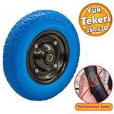 Badem10 El Arabası Yük Taşıma Tekeri Rulmanlı Patlamayan Poliüretan Teker PU Dolma Tekerlek 350x70 mm