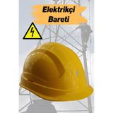 Badem10 Elektrikçi Bareti Baş Koruyucu Baret Sarı En 397:2012+A1:2012 Standartlara Uygun Kayışlı Ter Bezli
