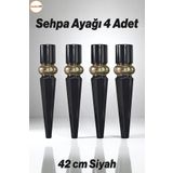 Badem10 Elips 4 ADET Sehpa Ayağı 42 cm Plastik Siyah Gold Masa Ayak Mutfak Sehpası Masası Mobilya Ayakları