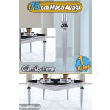 Badem10 Elips Masa Dresuar Ayağı 75 cm Plastik Gümüş Gri Ayak Mutfak Yemek Masası Mobilya Ayakları Gümüş