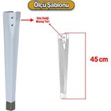 Badem10 Elit Plastik Sehpa Ayağı 45 cm Mobilya Ayak Zigon Beyaz Krom Renk Ayak Mutfak Yemek Masası 4 Adet