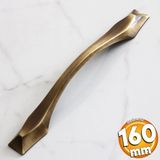 Badem10 Elmas Kulp 160 mm Antik Sarı Metal Mobilya Mutfak Çekmece Dolabı Dolap Kapak Kulpları Kulbu Kulbu