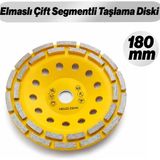 Badem10 Elmaslı Çift Segmentli Taşlama Diski 180MM Beton Taş Mermer Granit Kesme Zımparalama Uyumlu - Çok Renkli