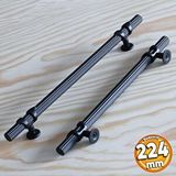Badem10 Emir 224 mm Siyah Metal Kulp Mobilya Çekmece Mutfak Dolap Dolabı Kapak Kulpu Kulpları Kulbu