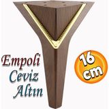 Badem10 Empoli Lüks Mobilya Oturma Grubu Kanepe Sehpa Tv Ünite Koltuk Ayağı Baza Ayakları Ceviz Altın 16 cm - Ceviz - Altın