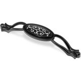 Badem10 Erdem Mat Siyah Lüks Metal 128 mm Çekmece Dolap Kapak Kulbu Krom