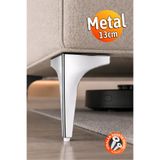 Badem10 ERK Eren 13 cm Krom Gümüş Metal Mobilya Köşe Ayağı Dayanıklı Modern Tasarım Koltuk Sehpa Mobilya