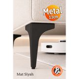 Badem10 ERK Eren 13 cm Mat Siyah Metal Mobilya Köşe Ayağı Dayanıklı Modern Tasarım Koltuk Sehpa Mobilya
