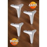 Badem10 ERK Eren (4 Adet) 13 cm Krom Gümüş Metal Mobilya Köşe Ayağı Dayanıklı Mobilya Sehpa Koltuk Ayağı