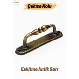 Badem10 Eskitme Antik Sarı Metal Kapı Çekme Kolu 12 cm Dolap Mobilya Dolap Çekmece Tutamağı Kulp Kulpları