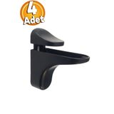 Badem10 Etajer Cam Tutucu Ahşap Raf Tutucu Cam Etejeri Metal Vidalı Siyah (4 Adet)
