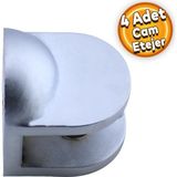 Badem10 Etejeri Metal U Tipi Vidalı Mat Krom 4 Adet Cam Ahşap Raf Tutucu