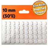 Badem10 Eva Bazlı Darbe Ses Kapı Stoperi Keçe Yapışkanlı 10 Mm (50'Li Paket) Dolap Kapak Çekmece Daire Beyaz