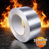 Badem10 Fiberglas Çok Amaçlı Gümüş Renk Yanmaz Bant Gümüş Renk Kendinden Yapışkanlı 30 Metre 50 mm - 1 Adet