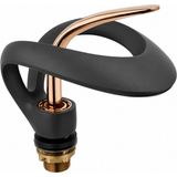 Badem10 Flow Lavabo Bataryası Şelale Çıkışlı Mat Siyah Rose Gold Pirinç Gövde Banyo Bataryası 20 cm - Mat Siyah - Rose Gold