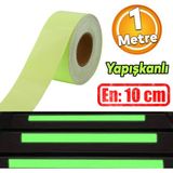 Badem10 Fotolümen Gece Parlayan En 10 cm Reflektörlü 1 mt Ikaz Yeşil Fosforlu Reflektif Düz Şerit Bant